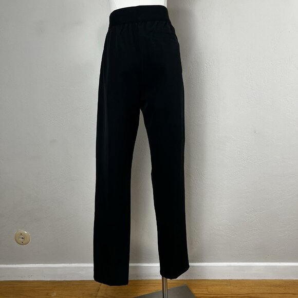 Garnet Hill Pants Black Elastic Waist Pull On Straight Leg Pleated Size Medium - Picture 5 of 14
